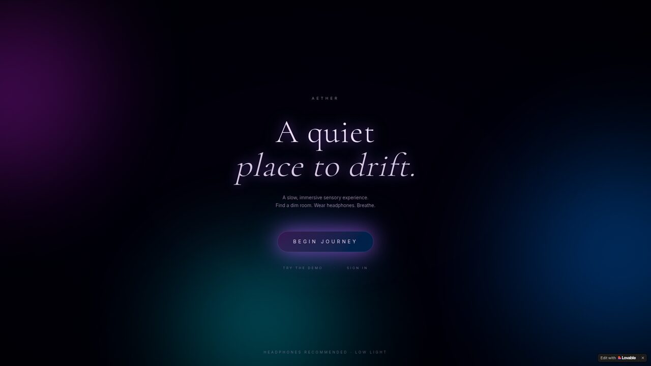 Screenshot of Aether — A Quiet Place to Drift