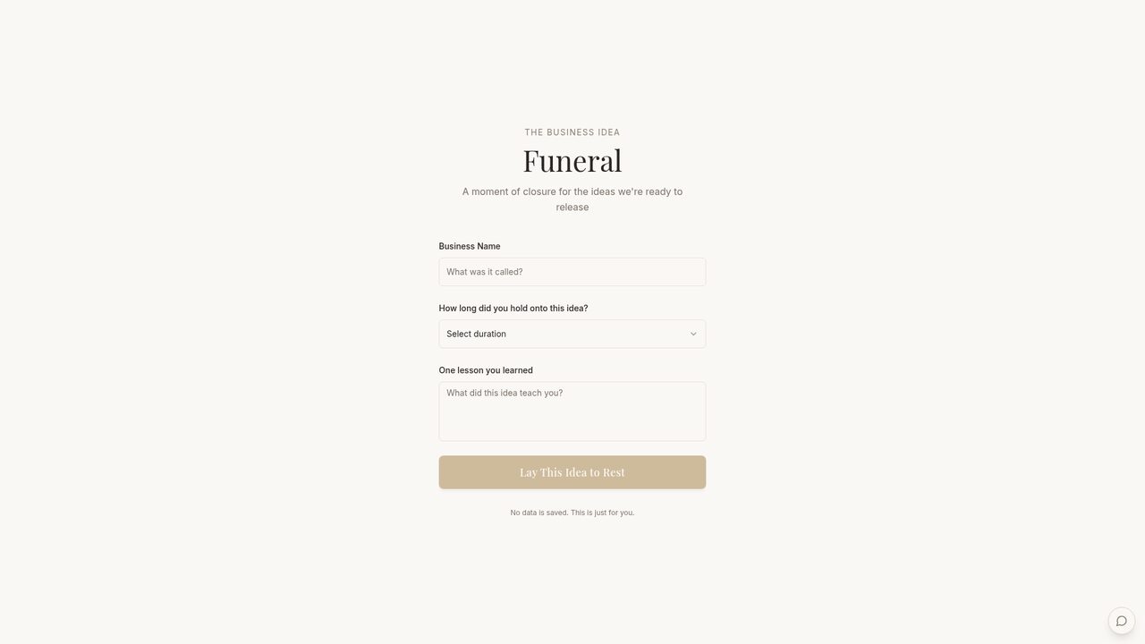 Screenshot of The $1 Business Idea Funeral