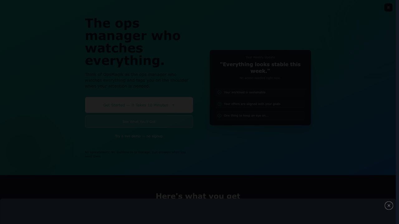 Screenshot of OpsMagik